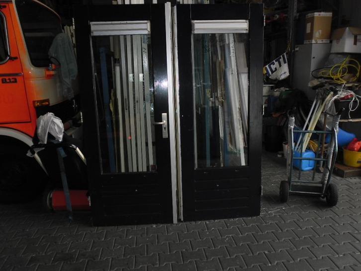 hardhouten tuindeuren openslaand, Doe-het-zelf en Verbouw, Deuren en Horren, Gebruikt, Buitendeur, 200 tot 215 cm, 120 cm of meer