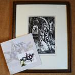 Houtgravure + oeuvre catalogus Jan van den Brink, Antiek en Kunst, Ophalen of Verzenden
