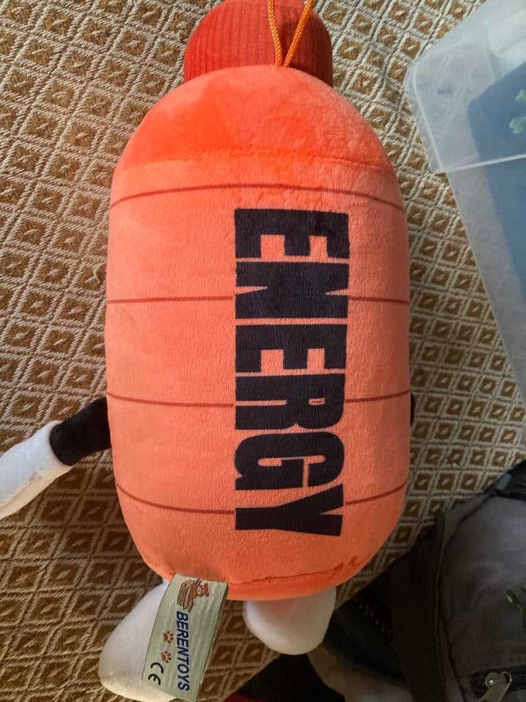 Oranje Energy Drank Knuffel, Ophalen of Verzenden, Zo goed als nieuw, Overige typen