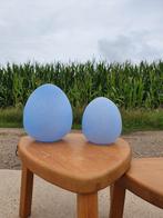 Set 2 - vintage egg / ei lamp blauw 20 cm en 24 cm glas, Ophalen, Vintage, Minder dan 50 cm, Glas