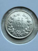 Kwartje 1894 Wilhelmina, Zilver, 25 cent, Ophalen of Verzenden, Koningin Wilhelmina
