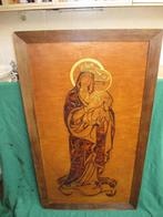antiek houten schilderij maria en kindje jezus., Antiek en Kunst, Antiek | Religie, Ophalen