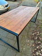 Houten tafel met stalen frame - Maatwerk, Huis en Inrichting, Tafels | Eettafels, Ophalen, 100 tot 150 cm, Zo goed als nieuw, 150 tot 200 cm