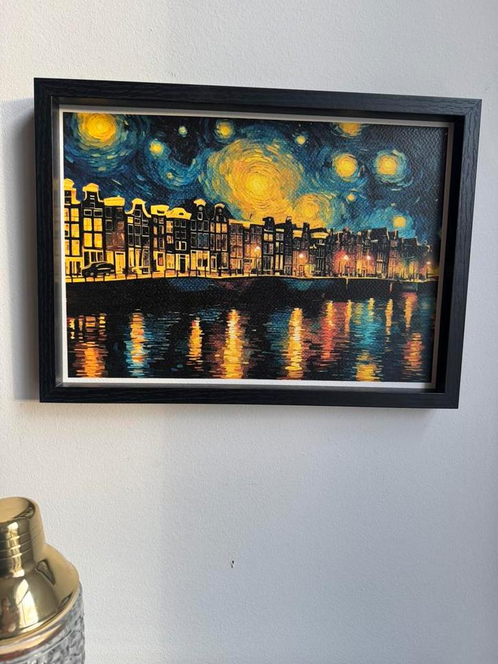 Kunst art painting Amsterdam grachten schilderij artwork, Antiek en Kunst, Kunst | Schilderijen | Modern, Ophalen of Verzenden