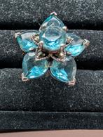 Grote blauwe zilveren ring - Maat 18, Sieraden, Tassen en Uiterlijk, Ringen, Ophalen of Verzenden, Zo goed als nieuw, 17 tot 18