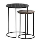 Woood Excl.bijzettafel Tate set van 2 van € 169 NU € 109, 45 tot 60 cm, Minder dan 55 cm, Metaal of Aluminium, Rond