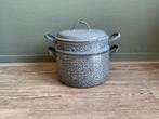 Vintage grijs gewolkte emaille stoompan / rijstkoker, Antiek en Kunst, Antiek | Emaille, Ophalen of Verzenden
