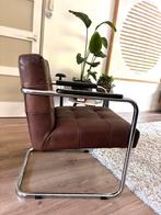 Leather brown armchair chrome, Ophalen, Gebruikt, Bruin, Eén