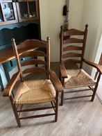 2 houten stoelen met rieten zitting eiken, Huis en Inrichting, Stoelen, Ophalen, Bruin
