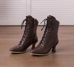 Bruine dames enkellaarzen met punt steampunk victoriaanse, Verzenden, Nieuw, Bruin, Lage of Enkellaarzen