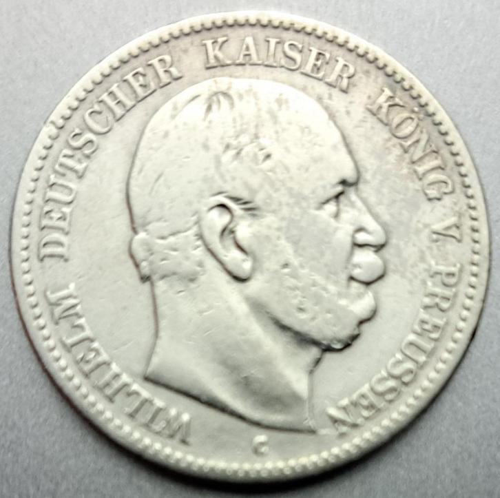 Preussen, 2 Mark 1876 C - zilver, Postzegels en Munten, Munten | Europa | Niet-Euromunten, Losse munt, Duitsland, Zilver, Ophalen of Verzenden