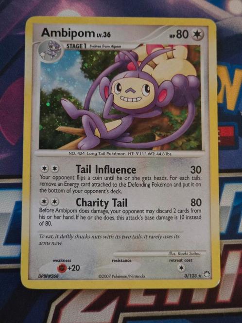 Ambipom 3/123 Mysterious Treasures Holo - EXC, Hobby en Vrije tijd, Verzamelkaartspellen | Pokémon, Gebruikt, Losse kaart, Ophalen of Verzenden
