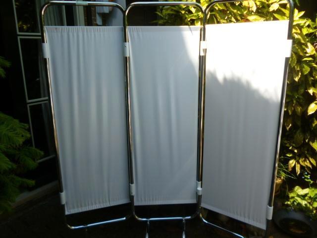 RVS kamerscherm bedscherm ziekenhuis 3 delig wielen, Diversen, Verpleegmiddelen, Zo goed als nieuw, Ophalen