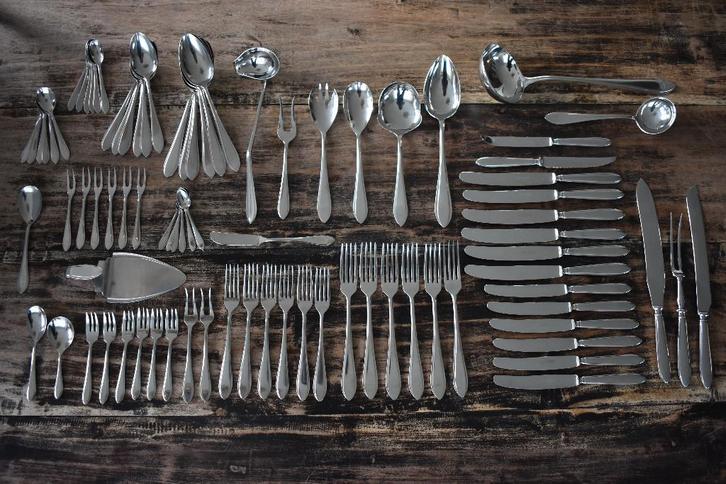 Gero Zilmeta 718 Puntfilet 6 persoons cassette mooie staat, Antiek en Kunst, Antiek | Bestek, Ophalen of Verzenden