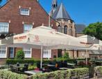 Horeca parasol 5x5 bira moretti, Tuin en Terras, Parasols, Meer dan 4 meter, Ophalen of Verzenden, Stokparasol, Zo goed als nieuw