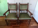 2 antieke eiken stoelen met armleuningen, Huis en Inrichting, Stoelen, Ophalen, Gebruikt, Twee, Bruin