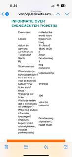 Twee tickets malle babbe, Tickets en Kaartjes, Twee personen, Januari