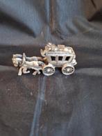 Vintage Pewter Twee Paard Postkoets Beeldje Miniatuur, Ophalen
