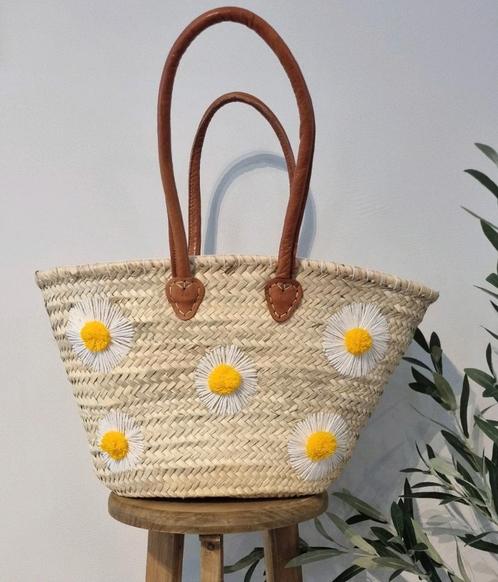 Strandtas, boodschapen tas met lederen handgrepen, Sieraden, Tassen en Uiterlijk, Tassen | Damestassen, Nieuw, Shopper, Ophalen of Verzenden