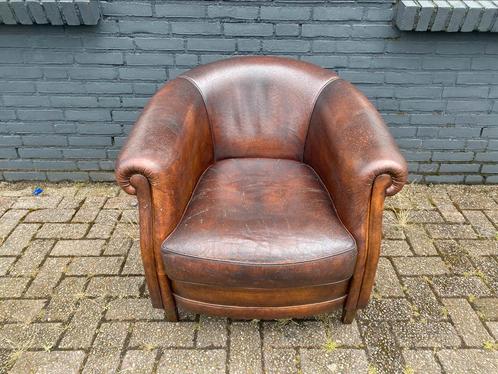 Leuke Schapenleren club fauteuil, Huis en Inrichting, Fauteuils, Gebruikt, 75 tot 100 cm, Ophalen of Verzenden