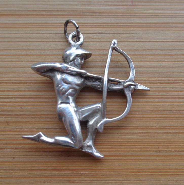 zilveren hanger boogschutter [907], Sieraden, Tassen en Uiterlijk, Kettinghangers, Zo goed als nieuw, Zilver, Zilver, Overige voorstellingen