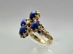 Gouden Vintage ring edelsteen lapis lazuli en parel.2024/228, Goud, Met edelsteen, Ophalen of Verzenden, Ring