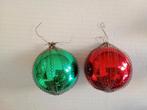 2 antieke kerstballen met spiraal omhuld, Diversen, Ophalen