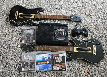 PS3 Slim Set met Guitar Hero gitaren en games beschikbaar voor biedingen