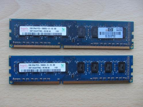 2x Hynix 2GB PC3-10600 DDR3-1333MHz non-ECC Unbuffered CL9 2, Computers en Software, RAM geheugen, Zo goed als nieuw, Desktop