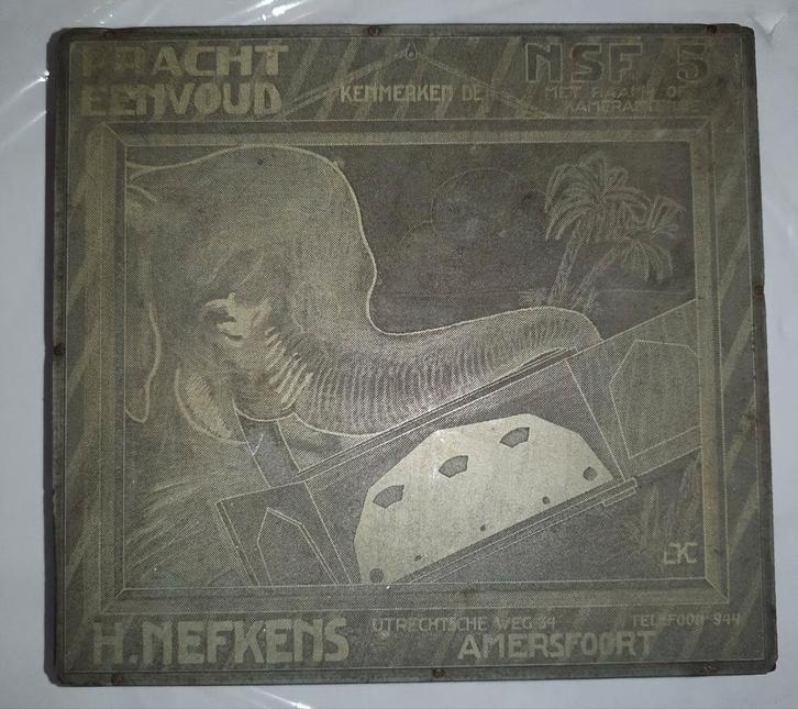 H. Nefkens Amersfoort Reclameplaat, Antiek en Kunst, Kunst | Etsen en Gravures, Ophalen of Verzenden