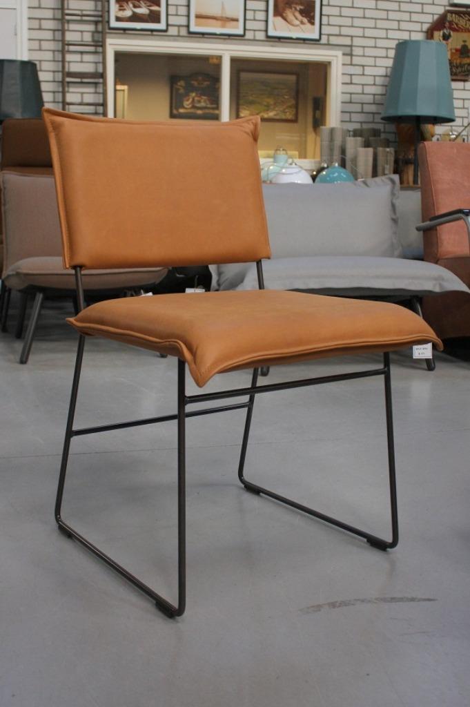 2 x luxe eetkamerstoel Norman Jess Design metaal leer bruin, Huis en Inrichting, Stoelen, Zo goed als nieuw, Twee, Leer, Metaal