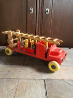 Antiek brandweerwagen hout speelgoed okwa, Antiek en Kunst, Ophalen of Verzenden