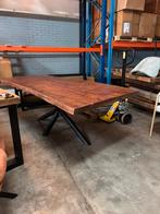 Boomstam eettafel 220 x 100 cm mangohout, Ophalen of Verzenden, Rechthoekig, 200 cm of meer, 100 tot 150 cm