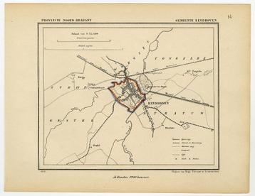 origineel Kuyperkaartje, plattegrond Eindhoven centrum 1866 beschikbaar voor biedingen