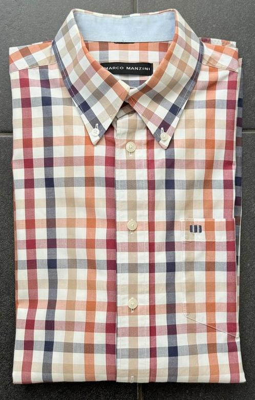 Geruit overhemd, korte mouwen, mt.43 XL , Marco Manzini, Kleding | Heren, Overhemden, Zo goed als nieuw, Halswijdte 43/44 (XL)
