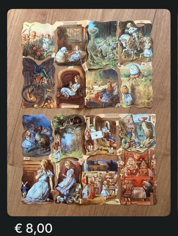 Collectors item 2 vel poëzie plaatjes Alice in Wonderland, Antiek en Kunst, Antiek | Overige Antiek, Ophalen of Verzenden