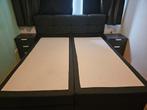 Donkergrijze boxspring 180x200 – zeer nette staat, Ophalen, Tweepersoons, Zo goed als nieuw, 180 cm