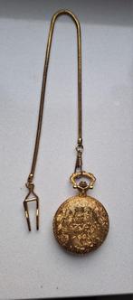 Goudkleurig zakhorloge met ketting Quartz, Ophalen of Verzenden