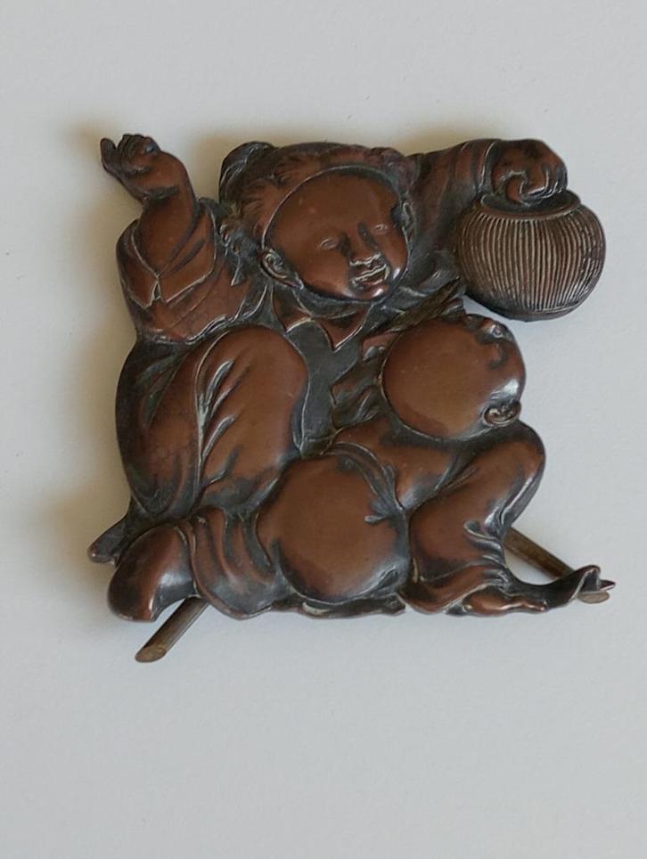 Chinese bronzen papierhouder moeder en kind, Antiek en Kunst, Kunst | Niet-Westerse kunst, Ophalen