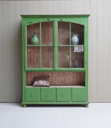 Kast, Groene kast, glaskast, Buffetkast, vitrine kast beschikbaar voor biedingen