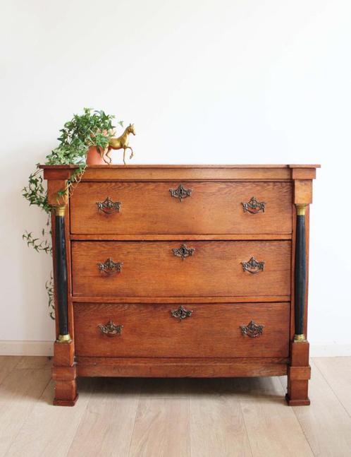 Antieke houten ladekast. Empire stijl vintage kast/dressoir, Antiek en Kunst, Antiek | Meubels | Kasten, Ophalen