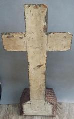 19 de eeuw GROOT Tramp Art Kruis Kruisbeeld Corpus Christus, Ophalen of Verzenden