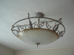 grote jaren 30 plafonniere, glas en metaal, Antiek en Kunst, Antiek | Lampen, Ophalen