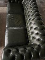Groene Chesterfield 3-zits bank, Gebruikt, Driepersoons, Ophalen of Verzenden, Rechte bank