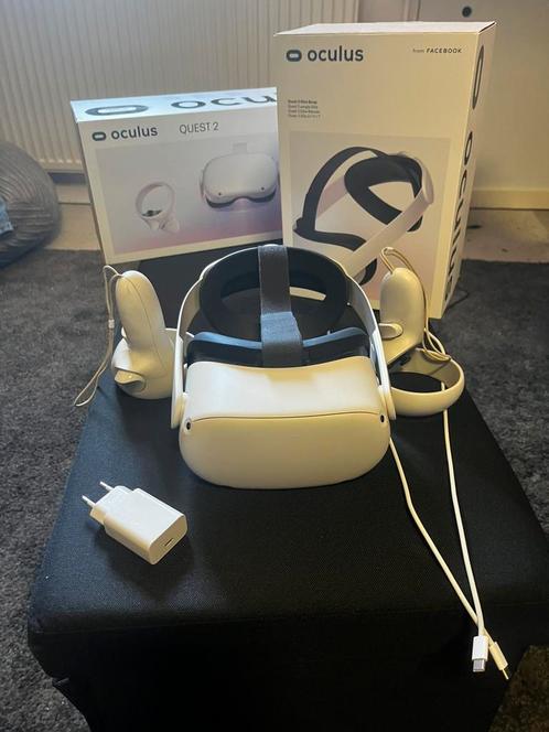 Meta Quest 2 128GB met Elite Quest 2 headstrap, Spelcomputers en Games, Virtual Reality, Zo goed als nieuw, Overige platformen