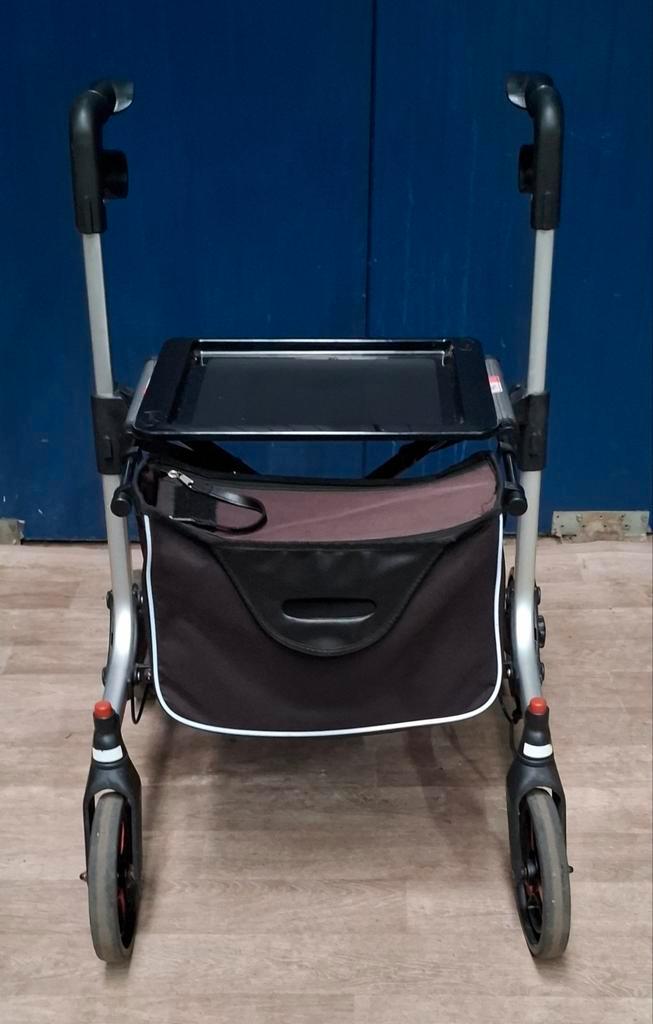 Aluminium rollator met tas en dienblad, Diversen, Rollators, Gebruikt, Ophalen