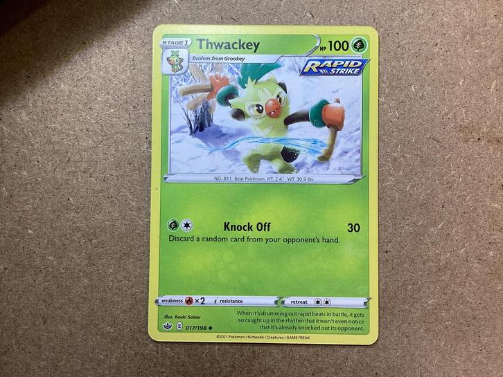 1x Thwackey [CRE 017/198] (Excellent), Hobby en Vrije tijd, Verzamelkaartspellen | Pokémon, Zo goed als nieuw, Losse kaart, Ophalen of Verzenden