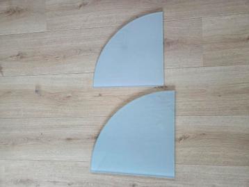 Set van 2 Matglazen Hoekplanken (Kwartrond) beschikbaar voor biedingen