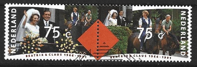 Gestempeld Nederland  25 jarig Huwelijksfeest ( 260218-, Postzegels en Munten, Postzegels | Nederland, Ophalen of Verzenden, Na 1940