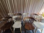 8 Cafe Stoelen - Wit & Bruin, Ophalen, Gebruikt, Wit, Cafe